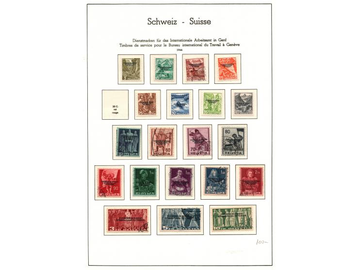 Swiss Collection of official stamps for the international authorities in Switzerland Mixed condition in  LEUCHTTRUM album pag